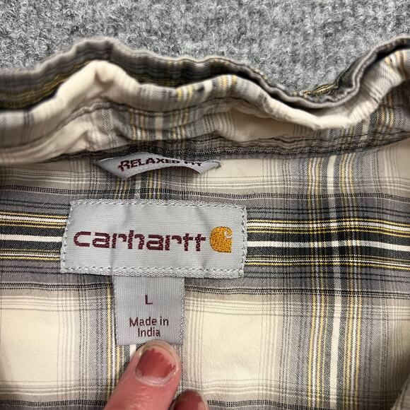 Carhartt Shirt Men's Large Multicolor Plaid 100% Cotton Relaxed Fit Button-Down - Picture 6 of 10